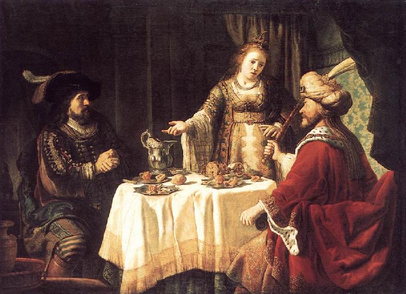 VICTORS, Jan The Banquet of Esther and Ahasuerus esrt Spain oil painting art